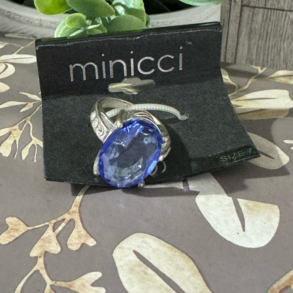 NWT Minicci Blue Stone / Silvertone and CZ